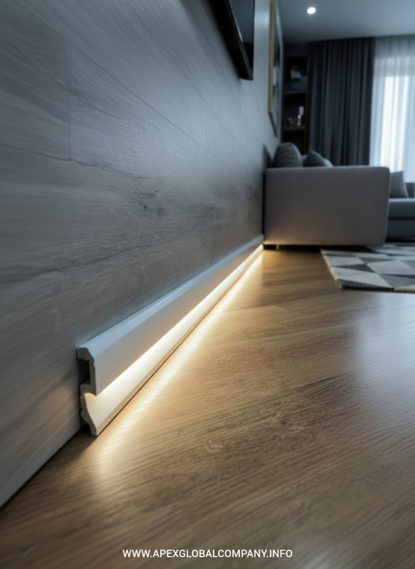 قرنیز دکوراتیو پیویسی با شیار LED برند اپکس پروفیل